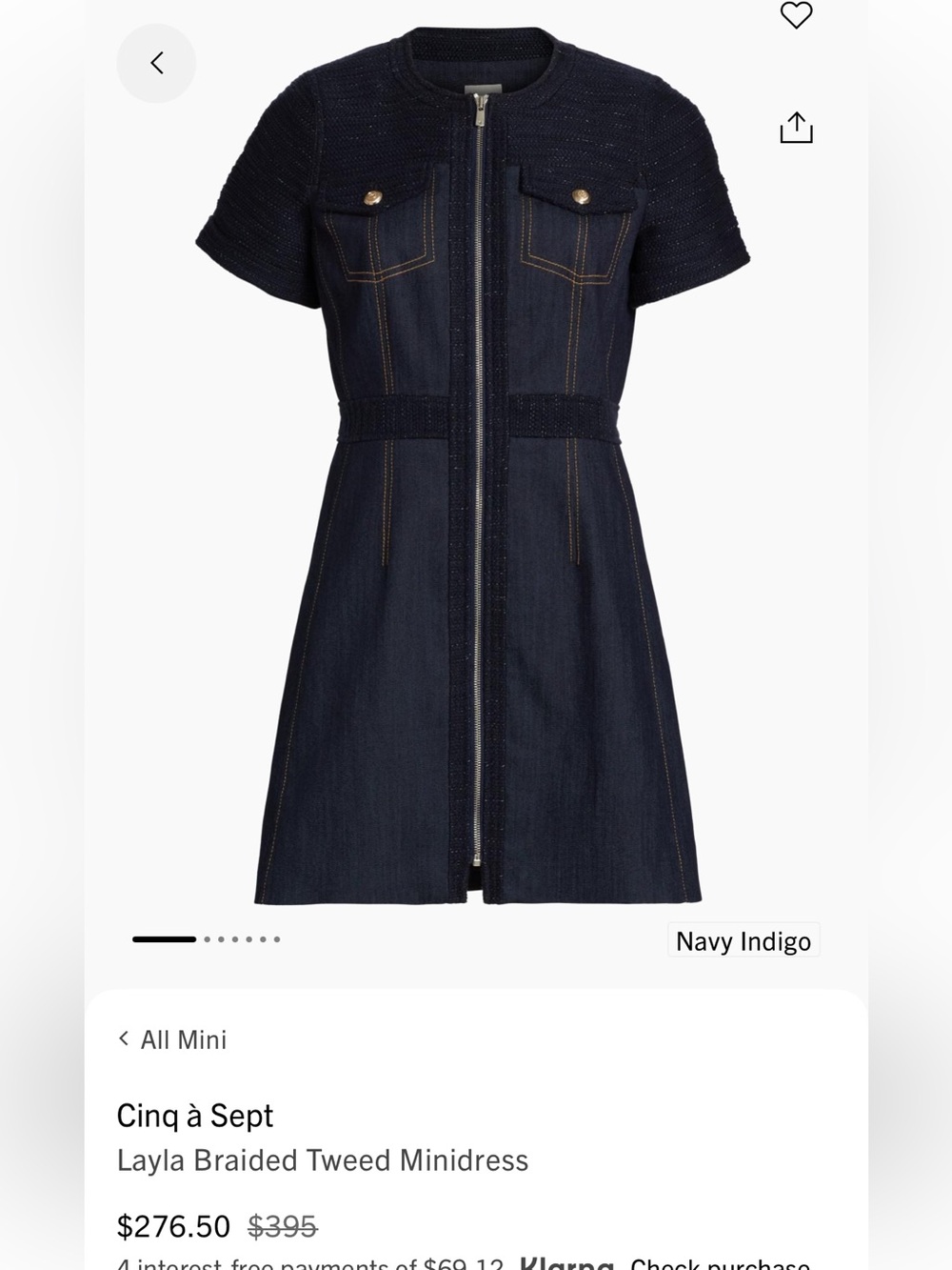 cinq a sept Navy Indigo Braided Tweed Minidress